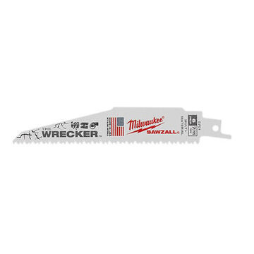 Blade Demolition Straight Back, 8 Tpi, 1 In Wd, 12 In Lg, 0.06 In Thk, Bi-metal 