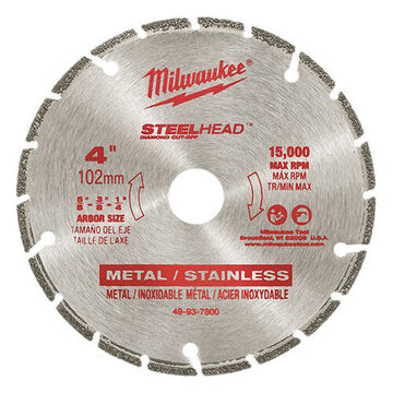 Diamond Circular Saw Blade, 4 in Dia, Steel