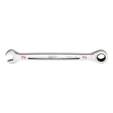 Wrench Ratcheting Combination, Steel, 7/16 In Opening, 6-3/4 In Lg