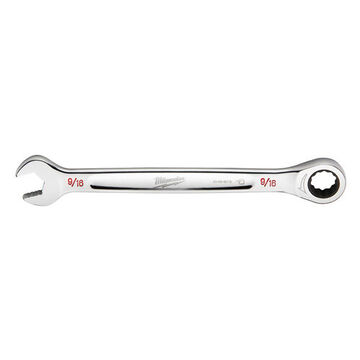 Wrench Ratcheting Combination, Steel, 9/16 In Opening, 7.8 In Lg