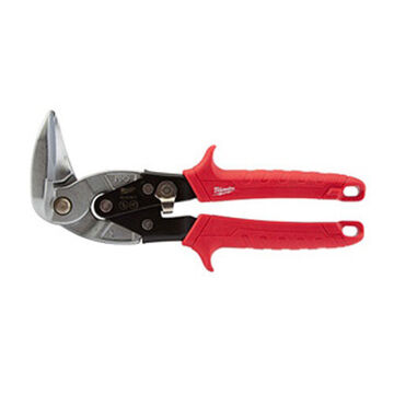Left Cutting Right Angle Aviation Snip, 9 in lg, Red Steel, 4 in lg Cut