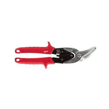 Left Cutting Offset Aviation Snip, 10 in lg, Red Steel, 5 in lg Cut