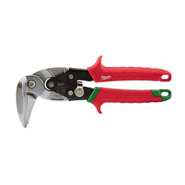 Right Cutting Angle Aviation Snip, 9 in lg, Red Steel, 4 in lg Cut
