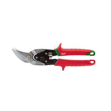 Right Cutting Offset Aviation Snip, 10 in lg, Red Steel, 5 in lg Cut