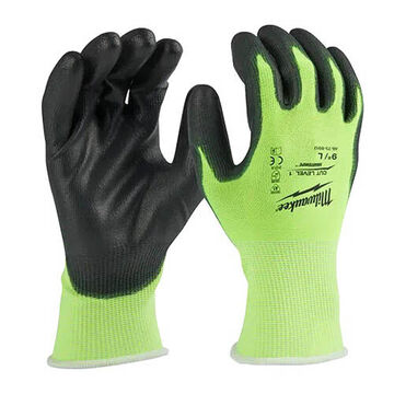 High-Visibility Safety Gloves, Large, 10.1 in lg, Polyurethane