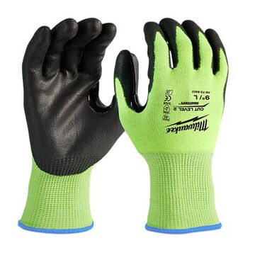 High-Visibility Safety Gloves, Small, 9 in lg, Nitrile