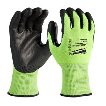 High-Visibility Safety Gloves, 2X-Large, 9.8 in lg, Nitrile
