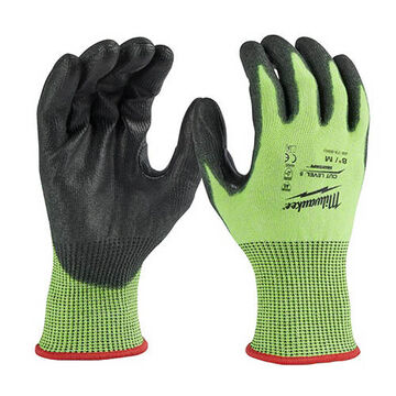 High-Visibility Safety Gloves, Large, 9.8 in lg, Polyurethane
