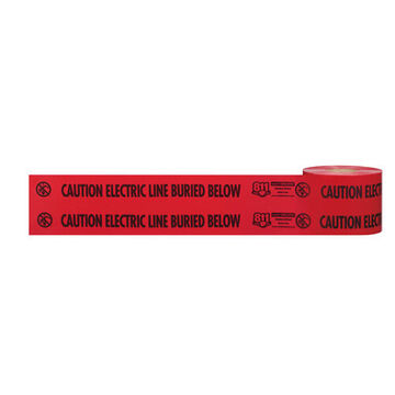 Electric Non-Detectable Safety Tape, 6 in x 1000 ft x 4 mil, Red