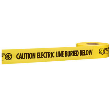 Electric Non-Detectable Safety Tape, 3 in x 1000 ft x 4 mil, Yellow