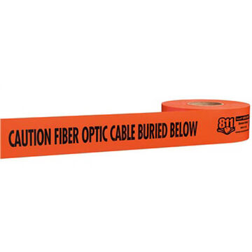 Tape Non-detectable Warning Safety, 3 In X 1000 Ft X 4 Mil, Orange