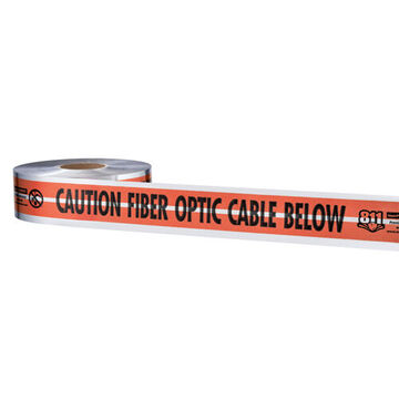 Detectable Safety Tape, 3 in x 1000 ft x 5 mil, Orange