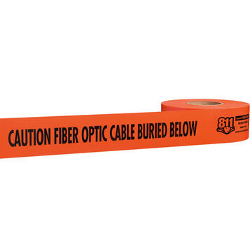 Detectable Safety Tape, 6 in x 1000 ft x 5 mil, Orange