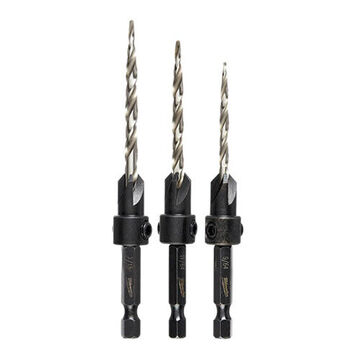 Drill Bit Set Countersink, High Speed Steel, 3 Pieces