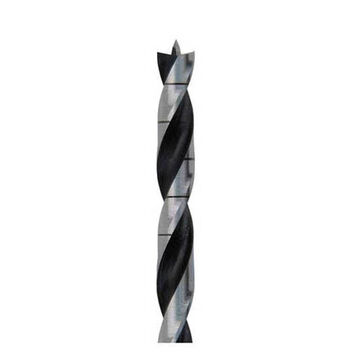 Brad Point Drill Bit, 1/4 in Dia x 4 in lg, 1/4 in Shank, Bright High Speed Steel