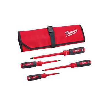 Insulated Screwdriver Set, Polycarbonate Handle/Steel Shank, 4 Pieces