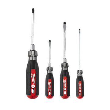 Cushion Grip Screwdriver Set, Forged Steel/Plastic/Rubber, 4 Pieces