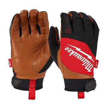 Performance Leather Gloves, Top Grain Goatskin, Black, Brown, Red, X-Large
