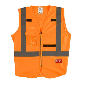 High-Visibility Safety Vest, Large/X-Large, Orange, Polyester