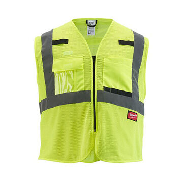 Breakaway High-Visibility Mesh Safety Vest, 4X-Large/5X-Large, Yellow, Polyester