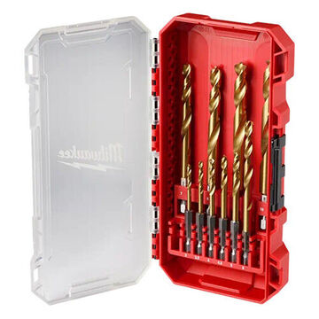 Drill Bit Set Impact-duty, Titanium Aluminum Nitride High Speed Steel, 135 Deg, 10 Pieces