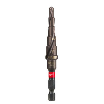 Drill Bit Impact-duty Step, 1/2 To 3/16 In, 6 Steps, Hex Shank, High Speed Steel