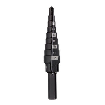 Drill Bit Jam-free Step, 4 To 12 Mm, 9 Steps, 3-flat Shank, High Speed Steel