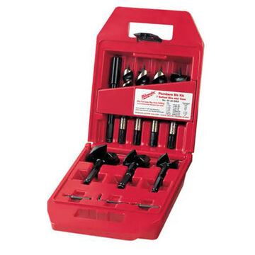Bit Set Plumber Selfeed Drill, Bright Alloy Steel, 7 Pieces