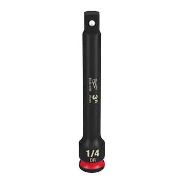 Extension Dual Hole Impact Socket, Black Chromium Molybdenum, 1/4 In Drive, 3 In Lg