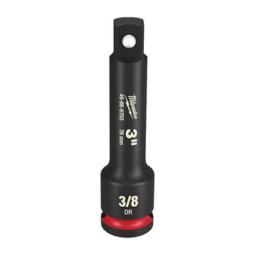 Extension Dual Hole Impact Socket, Black Chromium Molybdenum, 3/8 In Drive, 3 In Lg