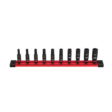 Socket Set Deep Length Drive Impact Forged Steel, 1/4 In Drive, 10 Pieces