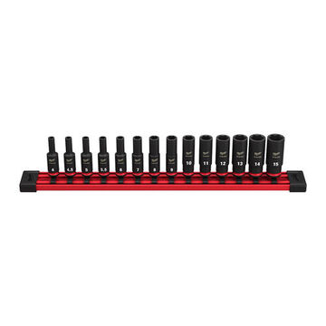 Deep Length Drive Impact Socket Set, Forged Steel, 1/4 in Drive, 14 Pieces