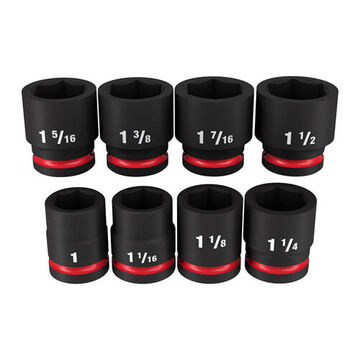 Socket Set Standard Length Drive Impact, Forged Steel, 3/4 In Drive, 8 Pieces
