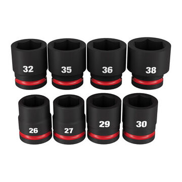 Socket Set Standard Length Drive Impact, Forged Steel, 3/4 In Drive, 8 Pieces