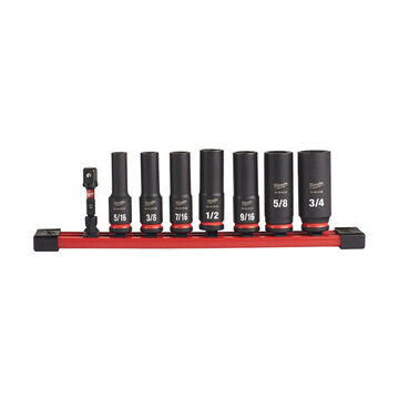 Deep Length Drive Impact Socket Set, Forged Steel, 3/8 in Drive, 8 Pieces