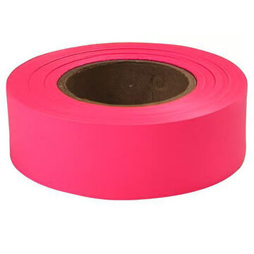 Detectable Underground Flagging Tape, Durable Plastic, Pink, 1 in x 200 ft x 2 mil