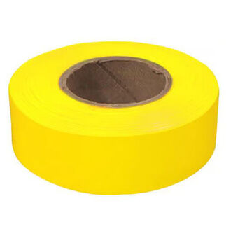 Detectable Underground Flagging Tape, Durable Plastic, Yellow, 1 in x 200 ft x 2 mil