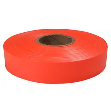 Detectable Underground Flagging Tape, Durable Plastic, Orange, 1 in x 600 ft x 2 mil