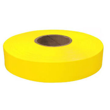 Detectable Underground Flagging Tape, Durable Plastic, Yellow, 1 in x 600 ft x 2 mil