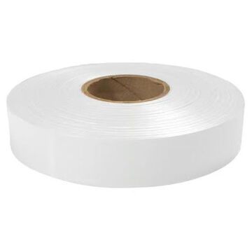 Flagging Tape Detectable Underground, Durable Plastic, White, 1 In X 600 Ft X 2 Mil