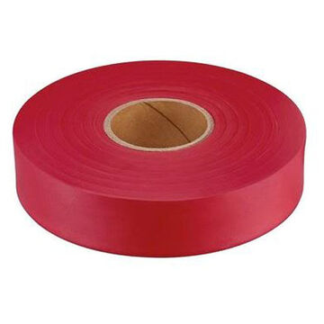 Detectable Underground Flagging Tape, Durable Plastic, Red, 1 in x 600 ft x 2 mm