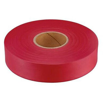 Flagging Tape Detectable Underground, Durable Plastic, Red, 1 In X 600 Ft X 2 Mm