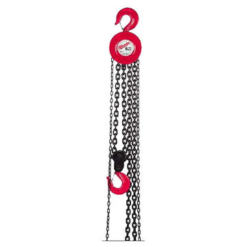 Hand Chain Hoist, Painted Steel, 1 Ton, 8 to 20 ft Lifting