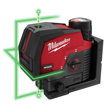 Laser Cross Line And Plumb Points, Glass Filled Nylon, 165 Ft Range, Brightest Green