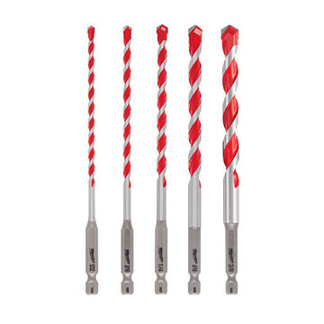 Bit Kit Hammer Drill, Hex, Carbide, 5 Pieces