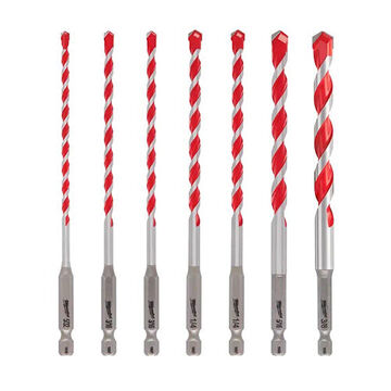 Bit Kit Hammer Drill, Hex, Carbide, 7 Pieces