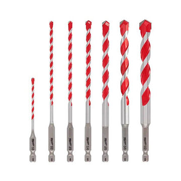 Bit Kit Hammer Drill, Hex, Carbide, 7 Pieces
