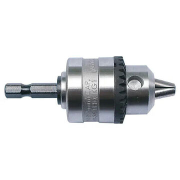 Keyless Drill Chuck, Integral Hex Shank Mount, 1/4 in Capacity