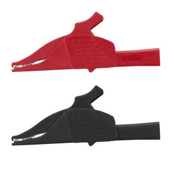 Industrial Alligator Clip Set, PVC Overmold, Stainless Steel Probe, Black/Red, 1000 V, 10 A, 2-1/2 in