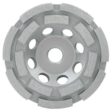 Wheel Diamond Double Row Round Cup, 5 Inc Dia Blade, 5/8 In-11 Arbor